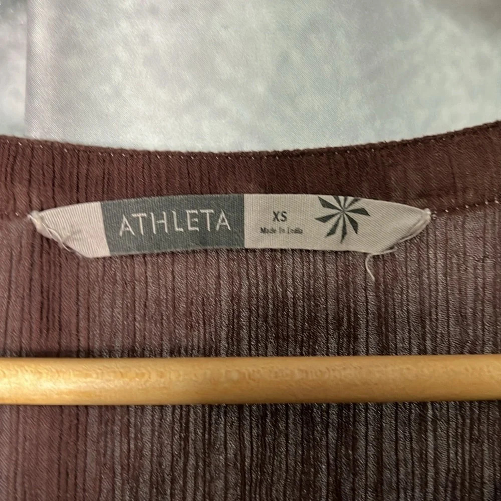 Athleta Brown and Cream 3/4 Sleeve Dress or Cover Up - size XS - Picture 8 of 10